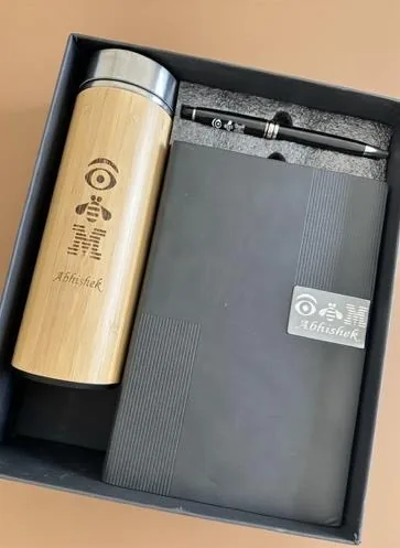 Bamboo flask, diary and pen set